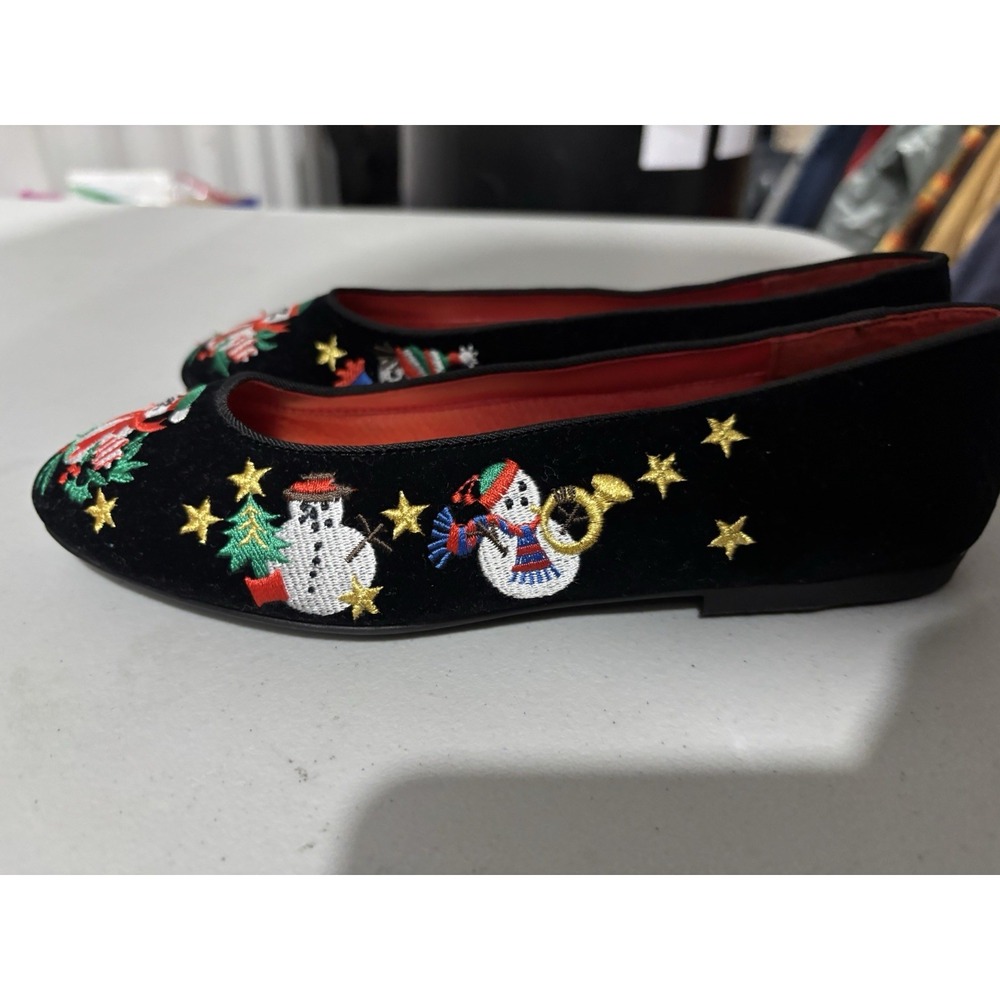 VTG Mootsies Tootsies Christmas Holiday Velvet Ballet Flats Sizeโ 6 M Snowman